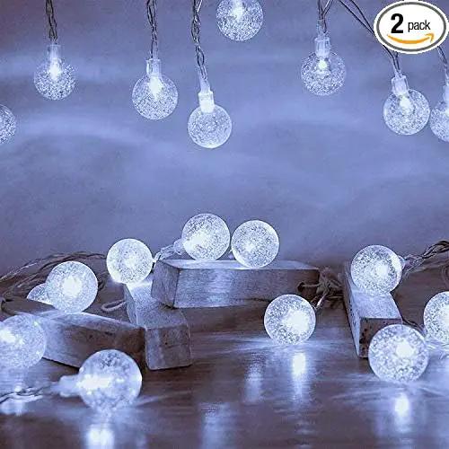 YoTelim Globe String Lights Battery Operated ，2 Pack 26.2FT 60 LED Cool White Water Proof Crystal Ball Outdoor String Lights with Remote Control for Home, Patio,Party, Christmas, Garden Decor by GreenHaven Gardens