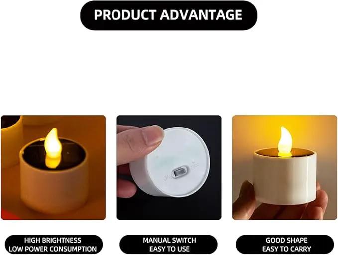 Solar Candle Lights,Flameless Candle Lights,Solar Rechargeable Tea Wax lamp,6 flameless Candle Light, Suitable for Wedding, Valentine's Day, Halloween, Christmas (Small Solar Candle) by GreenHaven Gardens