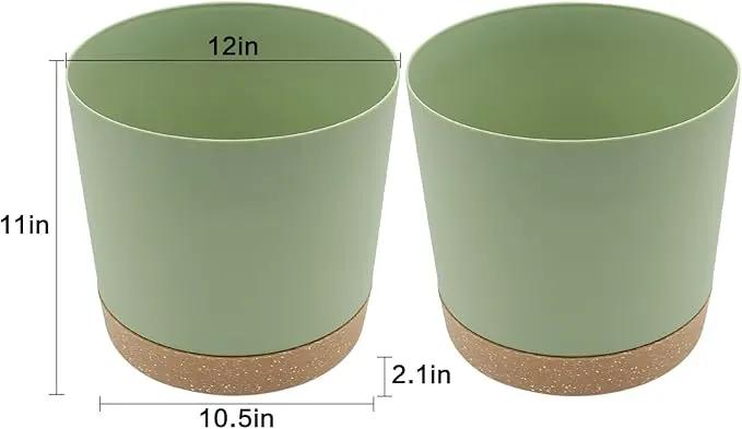 QCQHDU 12 inch Plant Pot, 2 Pack Planters for Indoor Plants with Drainage Holes & Saucer, Outdoor Flower Pots Home Garden Modern Decor by GreenHaven Gardens