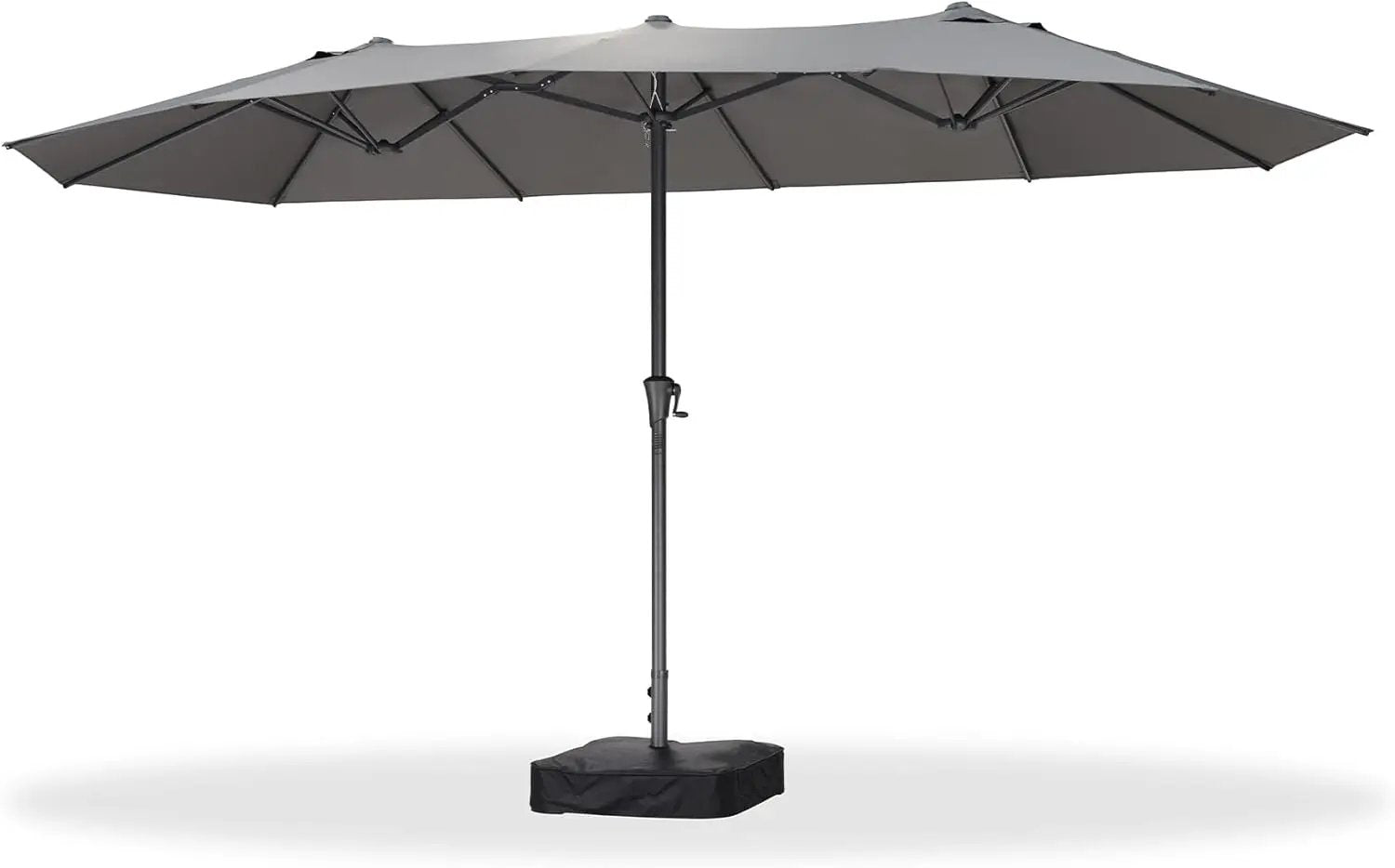 PURPLE LEAF 14ft Patio Market Umbrella Outdoor Double-Sided Umbrella with Base and Crank Rectangle Table Umbrella for Pool Deck Garden, Grey by GreenHaven Gardens