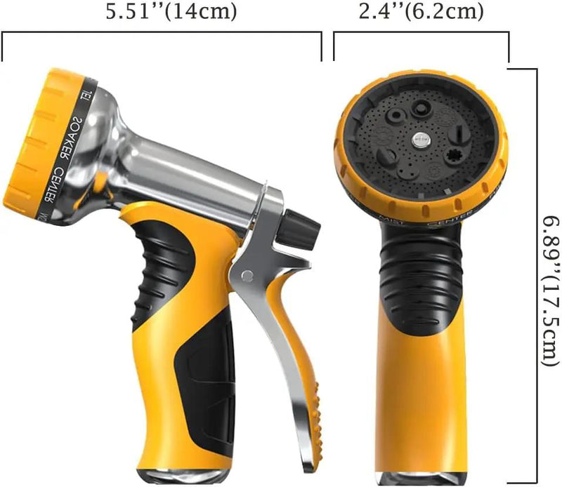 Garden Hose Nozzle, Heavy Duty Metal Water Hose Nozzle with 9 Adjustable Spray Patterns by GreenHaven Gardens