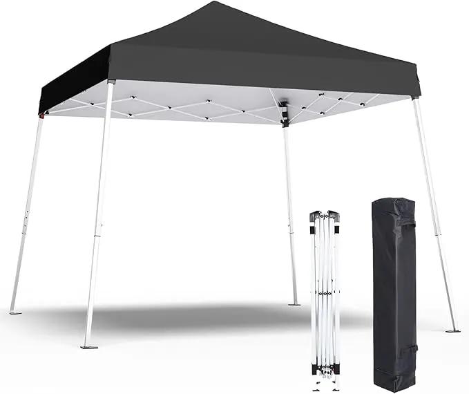 10x10 Pop Up Canopy, 300D Silver Coated Black Fabric Outdoor Gazebo, Beach Tent Slant Legs with Storage Bag,Easy Up Sun Shade Shelter Tents with 8x8 Top Cover for Patio,Party by GreenHaven Gardens