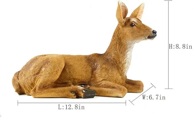 XTAPAN Resin Doe Statue Figurines Female Deer Animal Sculpture Gift Home Decor,Office or Outdoor Garden Statue Woodland Decoration by GreenHaven Gardens
