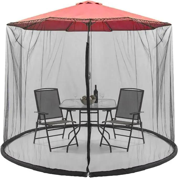 9-11 FT Umbrella Net for Outdoor Umbrella, Universal Hanging Mosquito Net for Patio,Polyester Mesh Umbrella Screen for Patio Tables with Zipper (Black) by GreenHaven Gardens
