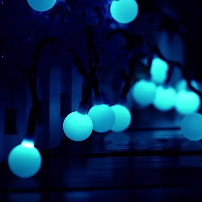 Globe Ball Fairy Lights, 50 LEDs 23ft/7M Solar Led Globe String Lights Waterproof with Two Lighting Modes for Garden Outdoor Party Christmas Decoration (Blue) by GreenHaven Gardens