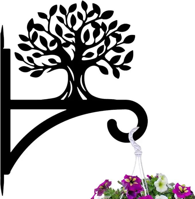 peacoblue Iron Plant Hangers Hooks for Outdoor Indoor Hanging Plants Flower Fern Pots Lantern Bird Feeder,12"x16" Weather Resistant Metal Wall Holder for Porch Garden Farmhouse(Tree of Life) by GreenHaven Gardens