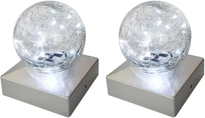 Solar Post Cap Lights Deck Fence 4x4 Outdoor Lighting for Garden, Patio (Cool White, 2 Pack) by GreenHaven Gardens