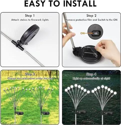 OZS Upgraded 2Pack Total 16LED Solar Christmas Lights - Solar Garden Lights Outdoor, Solar Firefly Lights, Sway by Wind, Solar Lights Outdoor Waterproof for Pathway Christmas Decoration(Cool White) by GreenHaven Gardens