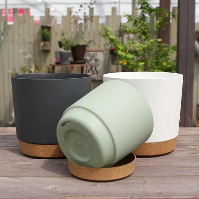 ZMTECH Plant Pots, Set of 6 6.5'' Self Watering Plastic Planter with Drainage Hole and Saucer,Modern Decorative Flower Pot for Indoor Outdoor House Plants, Succulents, Flowers - Dark Gray by GreenHaven Gardens