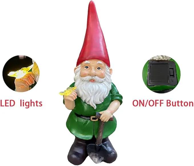 Solar Powered 2 Gnomes Playing with Ball, Decorated Solar Light, Garden Decorations Statues, Garden Light Decor for Lawn Ornaments by GreenHaven Gardens