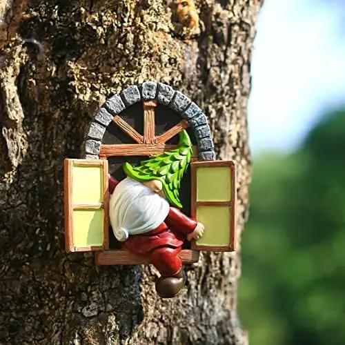 Whimsical Fairy Garden Gnome Statue, Tree Faces Decor Outdoor -5.9 Inch, Funny Garden Tree Decoration,Ideal Patio Yard Lawn Porch Decoration by GreenHaven Gardens
