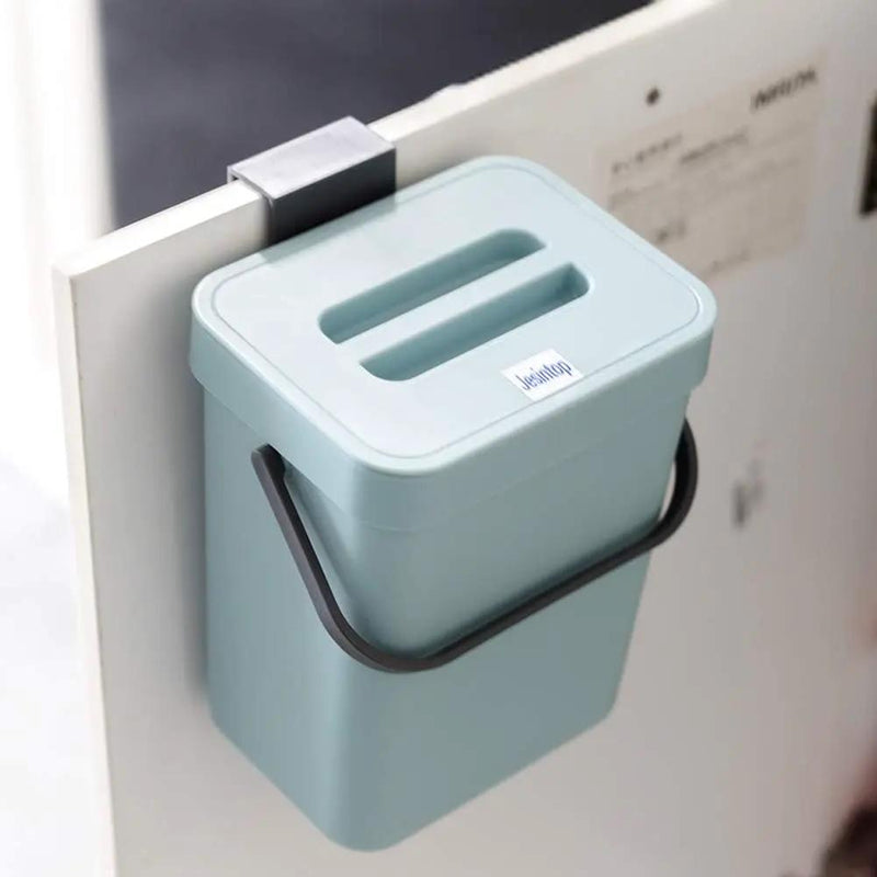 Kitchen Compost Bin Indoor for Counter Top,Hanging Small Trash Can with Lid,Food Waste Bin,Mountable Compost Busket 1.3 Gal/5 L Series,Blue by GreenHaven Gardens