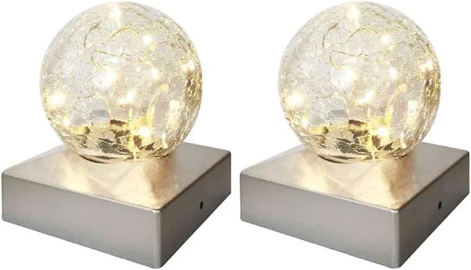 2PK Solar Post Cap Lights - Waterproof Outdoor Caps for Deck, Fence, Patio, LED Garden Decorative Lighting for Wooden or Vinyl Posts - Warm White by GreenHaven Gardens