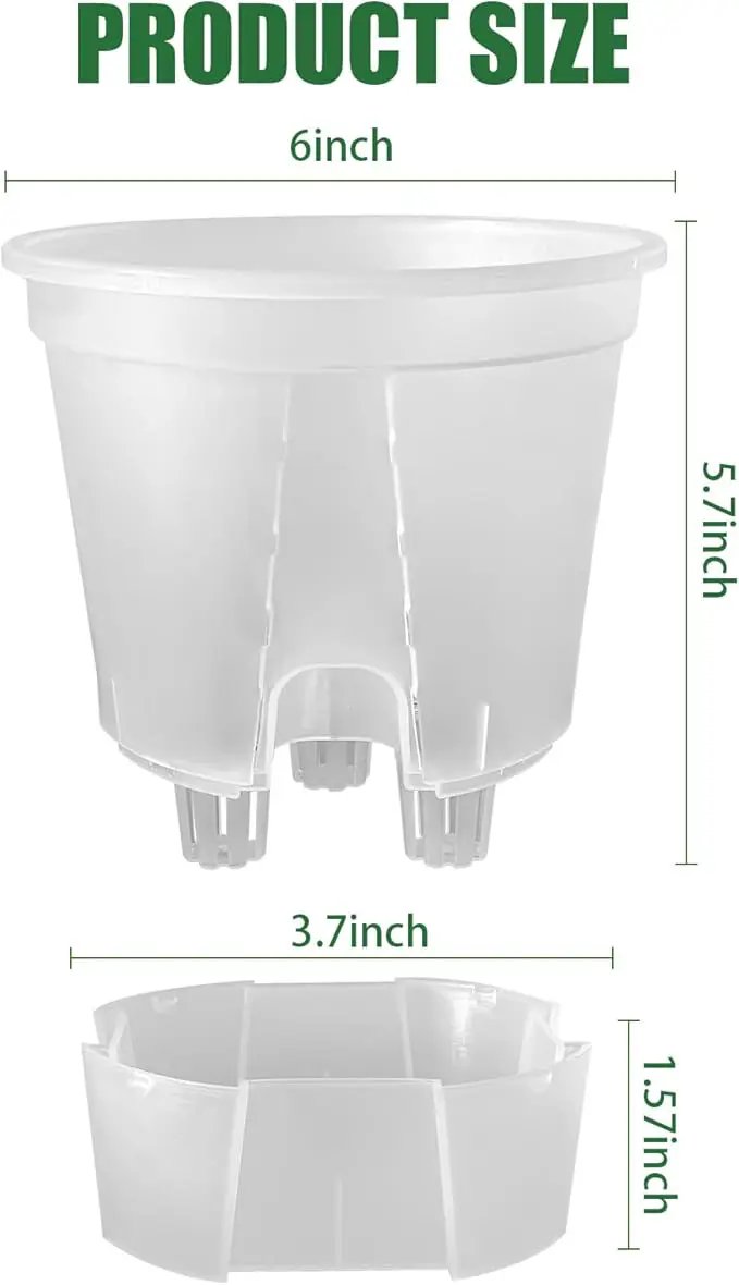 Cdd's Path 5-Pack 6 Inch Self Watering Pots Set with Holes for Indoor/Outdoor Plants,Planter Pot with Watering Hole/Reservior and Air Pipes,Clear by GreenHaven Gardens