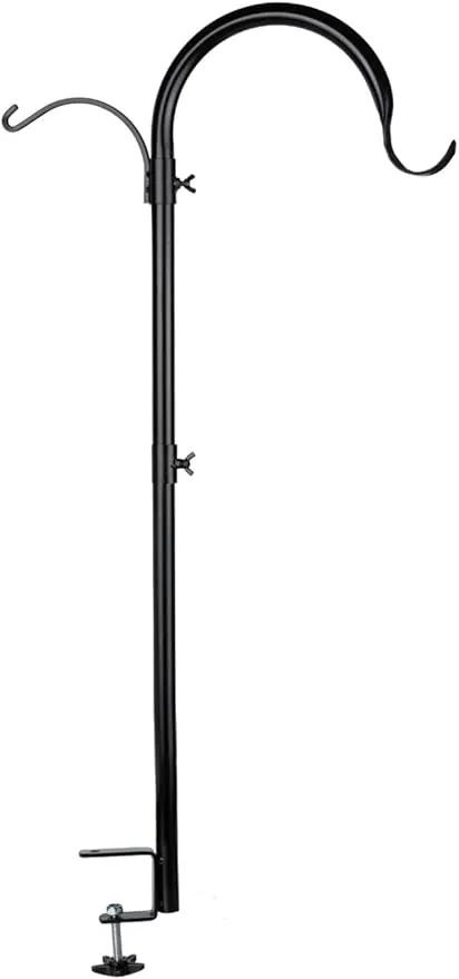 WOSIBO Three Span Deck Hook, 37 Inches Deck Bird Feeder Pole, Hanging Baskets Porch Multi-Hook for Deck Kit with Three Branches for Plant Hangers, Lanterns, Wind Chimes and More by GreenHaven Gardens