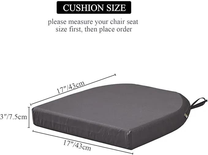 17 x 17 Inch Outdoor Seat Cushions for Patio Furniture with Non Slip and Ties Waterproof & UV Resistant Round Corner Outdoor Chair Cushions Replacement Set of 2, Gray by GreenHaven Gardens