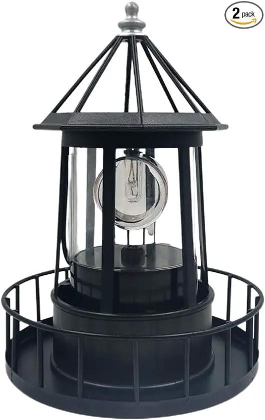 LED Solar Powered Lighthouse, 360 Degree Rotating Lamp, IP65 Waterproof LED Solar Lighthouse Garden Yard Outdoor Decor by GreenHaven Gardens