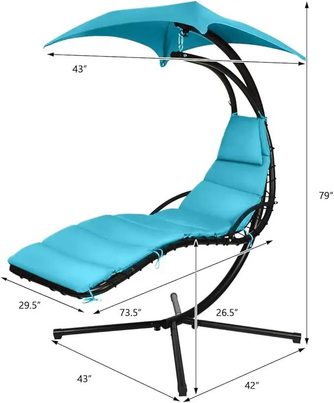 Weatherproof Replacement Cushion Pad and Umbrella for Hanging Lounge Chair Outdoor Chaise Hanging Hammock Chair - Long-Lasting, Fade-Resistant, Quick-Dry, Outdoor Lounge Replacement Set (Light Blue) by GreenHaven Gardens