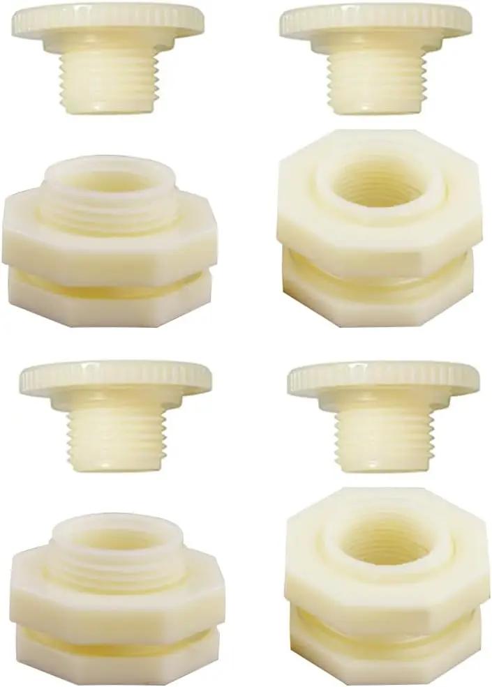1" Female ABS Bulkhead Fitting, Plastic Water Tank Connector Adapter Fitting with Plugs for Outdoor rain Barrel Garden Hose Adapter Spigot kit Water Tank Gallon Drain Bucket(Set of 4) by GreenHaven Gardens