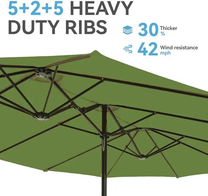 GREEN PARTY 15 ft Rectangle Patio Umbrella with Base Included, Double-Sided Table Umbrella with Crank, Large Outdoor Umbrellas for Patio Poolside Garden Backyard, Lime Green by GreenHaven Gardens