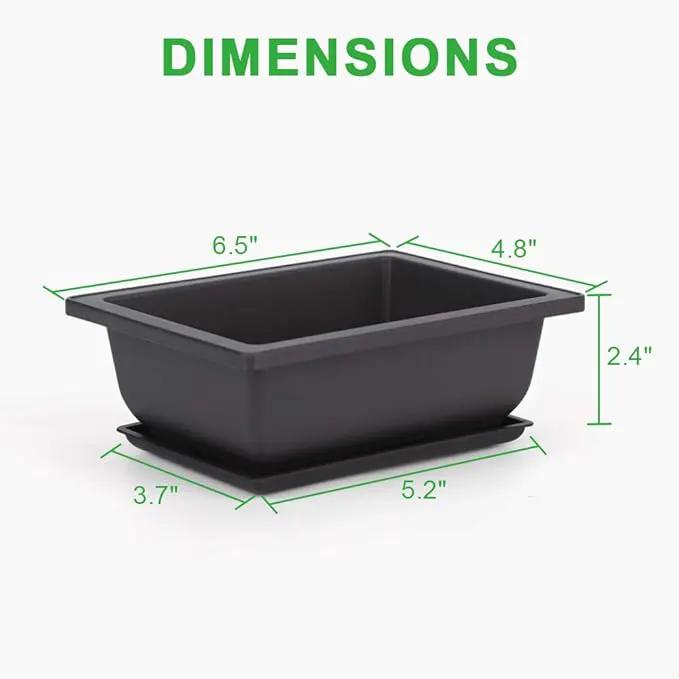 GROWNEER 6 Packs 6.5 Inch Bonsai Training Pots with Drainage Humidity Trays, Bonsai Tree Kits with 1 Repotting Mat, Growing Planter for Garden, Yard, Balcony, Office, Indoor, Outdoor by GreenHaven Gardens