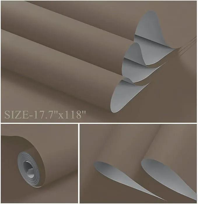 Dimoon 78.7''x17.7'' Etoupe Peel and Stick Wallpaper Contact Paper Modern Self Adhesive Wall Paper Removable Renter Friendly Textured Solid Color Shelf Cabinet Vinyl Roll (78.7''x17.7'',Etoupe) by GreenHaven Gardens