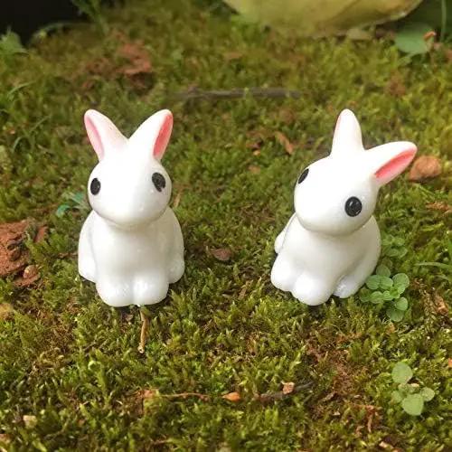 Exasinine 100Pcs Rabbit Miniature Figurines Easter Bunny Mini Rabbits Bunny Figurine Mini Resin Animals Fairy Garden Miniature Ornaments for Easter Egg Fillers Dollhouse Cake Home DéCor by GreenHaven Gardens