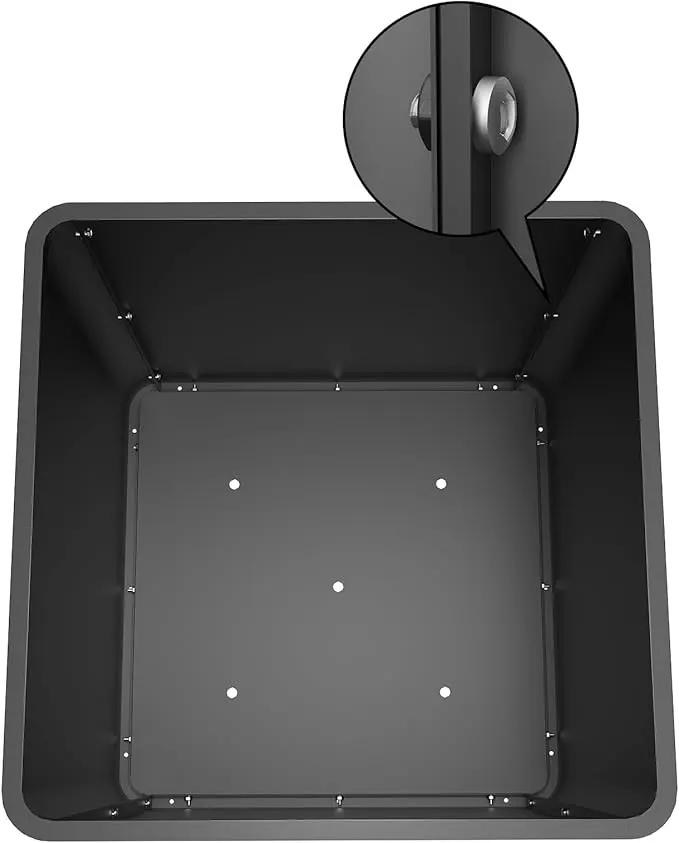 Large Metal Square Planter 24" L x 24" W x 24" H, Heavy Duty Black Large Outdoor Planters with Drainage Hole for Porch/Patio/Garden by GreenHaven Gardens