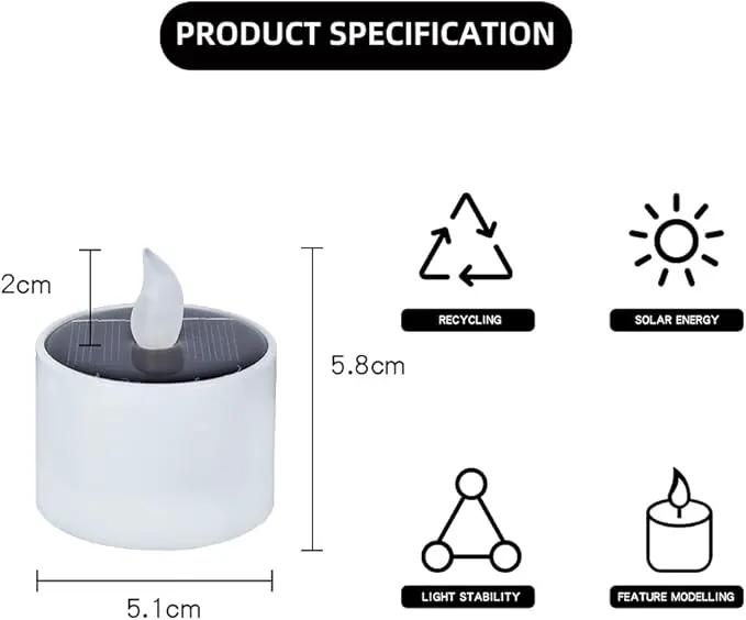 Solar Candle Lights,Flameless Candle Lights,Solar Rechargeable Tea Wax lamp,6 flameless Candle Light, Suitable for Wedding, Valentine's Day, Halloween, Christmas (Small Solar Candle) by GreenHaven Gardens