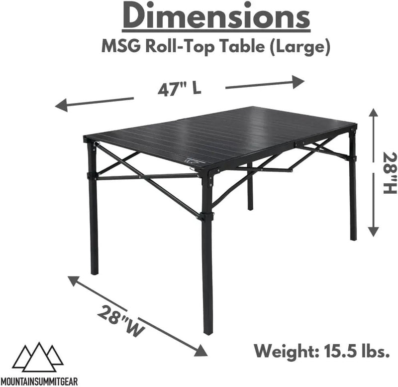 Heavy-Duty Roll-Top Table for Camping (Large) - Portable Aluminum-Top Folding Table with Steel Frame by Caddis Sports by GreenHaven Gardens
