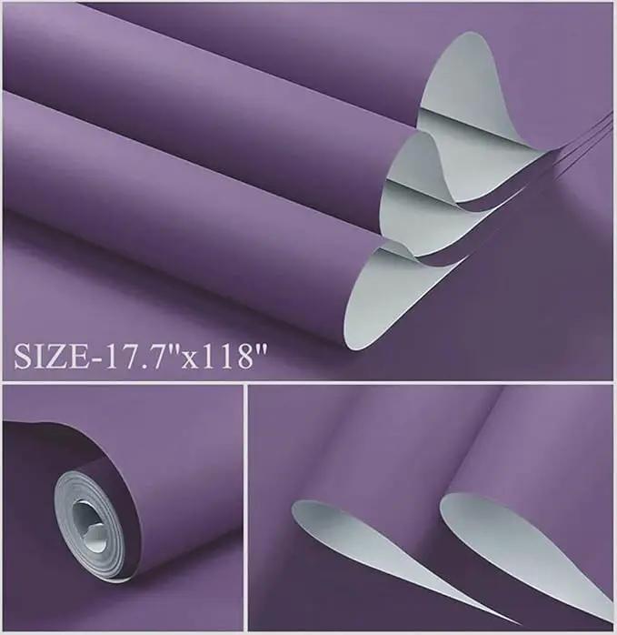 Dimoon 236''x17.7'' Purple Peel and Stick Wallpaper Contact Paper Modern Self Adhesive Wall Paper Removable Renter Friendly Textured Solid Color Shelf Cabinet Vinyl Roll (236''x17.7'',Dark Purple) by GreenHaven Gardens