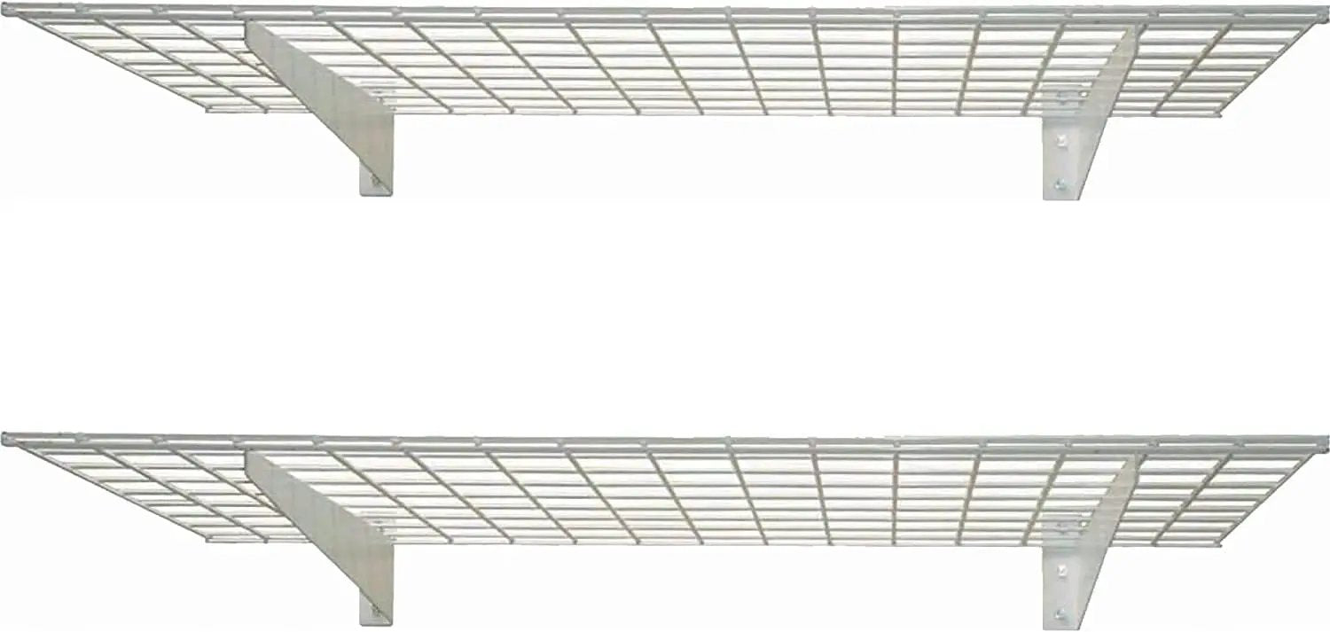 00967 2-Pack Heavy Duty Steel Garage Shelving, 45”x 15” Wall Mounted Shelve,Max Shelf Load 200 Pounds, White Powder Coated by GreenHaven Gardens