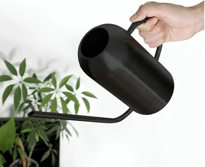 Watering Can Indoor Plants, 50 oz/1500 ml Metal Stainless Steel Watering Can Pot with Long Spout for Indoor House Plants Bonsai Outdoor Garden Flower Decorative(Copper) (Black) by GreenHaven Gardens