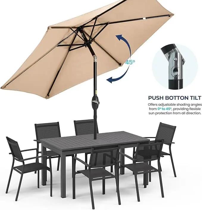 Aok Garden 7.5 ft Patio Umbrella Outdoor Market Umbrella Tilt Button and Crank 6 Ribs for Deck Lawn Pool& Backyard by GreenHaven Gardens
