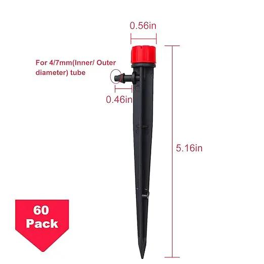 60pcs Drip Emitters for 1/4" Drip Irrigation Tubing,Adjustable 360 Degree Water Flow Drippers Garden Irrigation for 4-7mm Watering System by GreenHaven Gardens