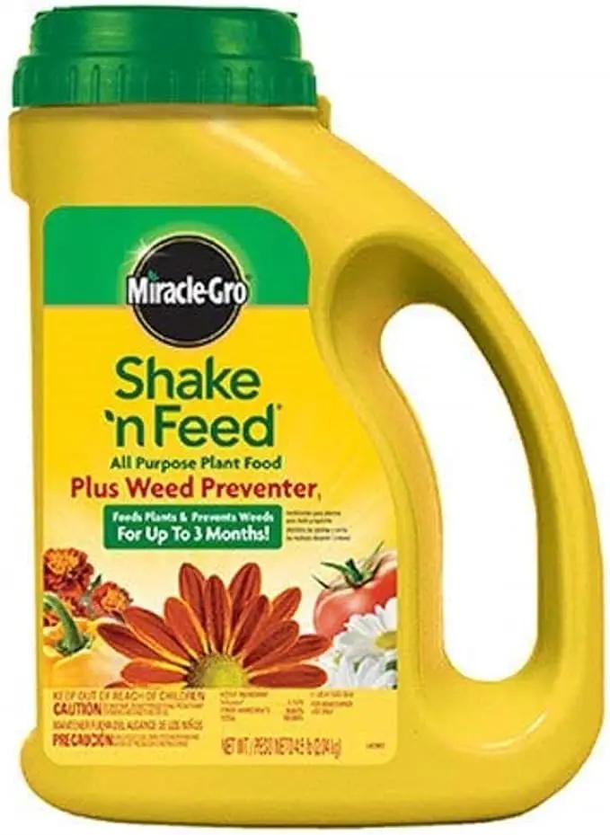Miracle-Gro Shake 'N Feed All Purpose Plant Food Plus Weed Preventer1, Prevents Crabgrass, Common Chickweed and Common Purslane in Gardens, 4.5 lb. by GreenHaven Gardens