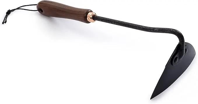 Barebones Triangle Hoe - Stainless Steel Hoe - Japanese Gardening Tools for Weeding, Long Handle and Hand Hoe (Walnut/Black) by GreenHaven Gardens