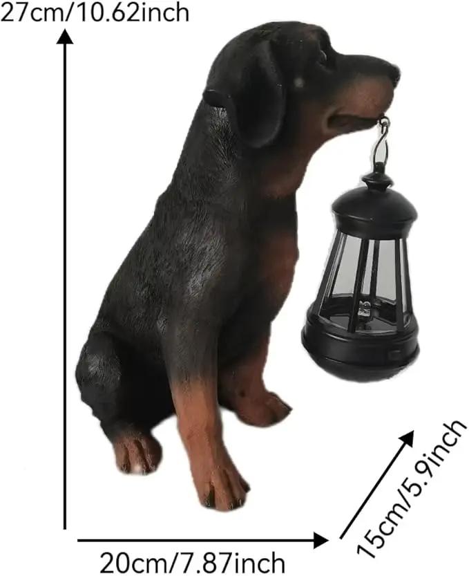 Garden Dog Statues Outdoor Decor, 10.6" Solar Light Dog Statue with Lantern, Puppy Solar Dog Figurine Sculpture for Outdoor Gardens Patio, Lawn, Yard, Housewarming Ornament Gift by GreenHaven Gardens