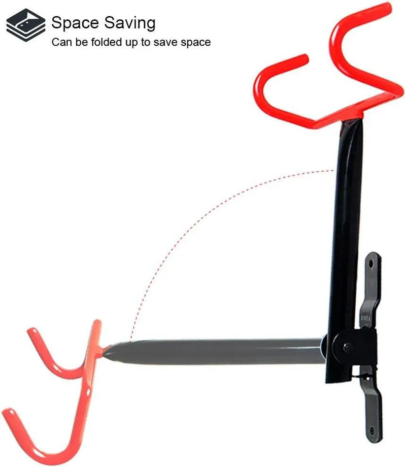 Dirza Bike Wall Mount Bike Hanger 2 Pack Foldable Bicycle Storage Horizontal Bike Rack Bike Hook for Garage Indoor Shed with Screws by GreenHaven Gardens