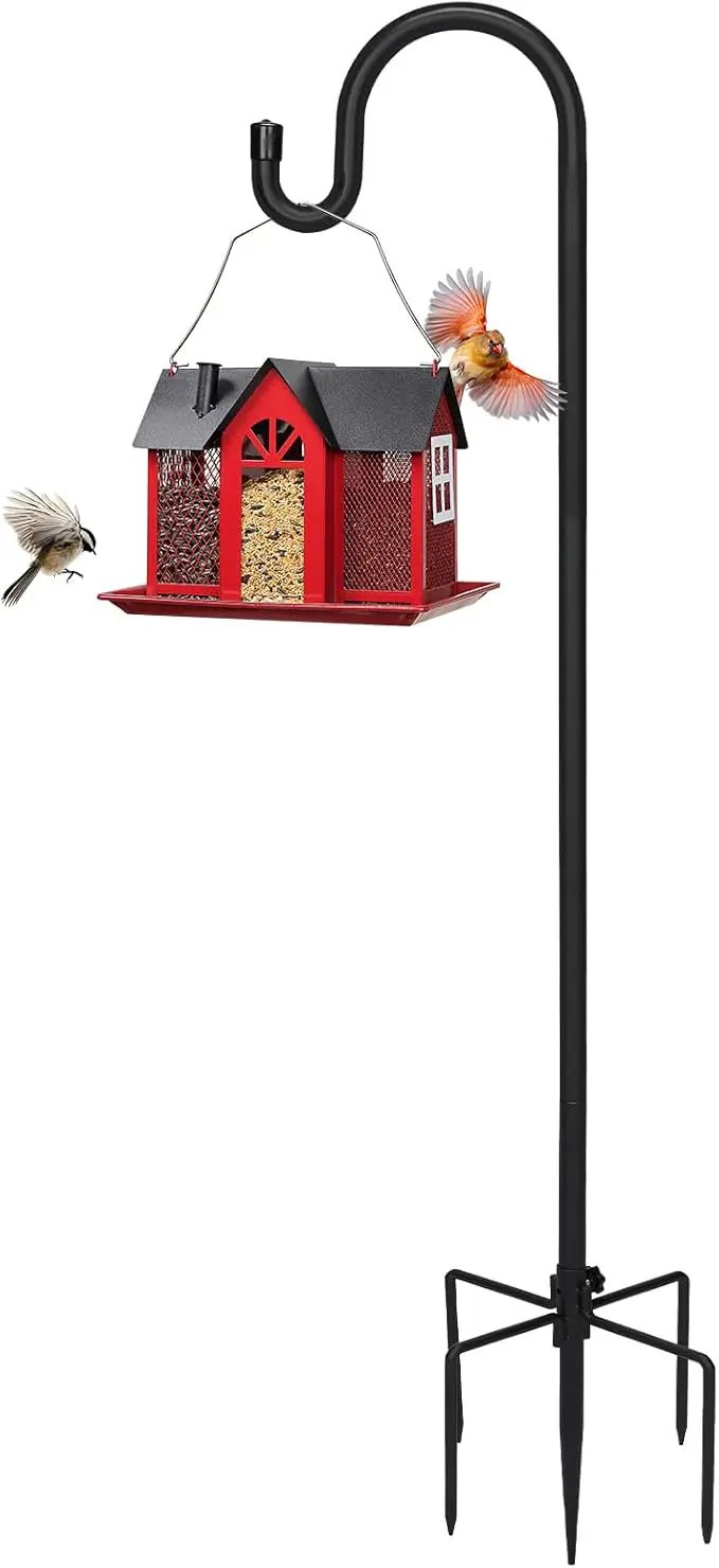Kingsyard Adjustable Shepherd Hooks for Outdoor - 76 INCH Heavy Duty Bird Feeder Pole with 5 Prong Base, Hummingbird Feeder Stand, Garden Plant Baskets, Weddings Decor, Solar Light Lanterns by GreenHaven Gardens