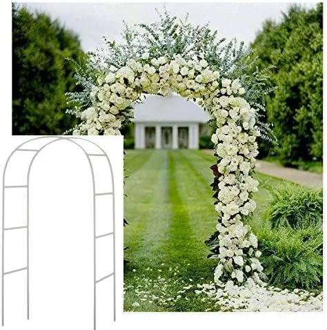 Adorox Metal Garden Arch Trellis for Climbing Plants 7.8ft Outdoor Arch Wedding Halloween Christmas Vine Trellis Pumpkin Archway Assemble Freely 2 Sizes White by GreenHaven Gardens