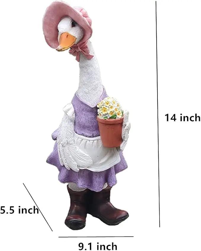 Garden Statues Gardener Couple Duck, Indoor Outdoor Decorations Cute Ducks Art Décor Goose Figurine Ornament for Yard Home Garden Patio and Office (Female) by GreenHaven Gardens