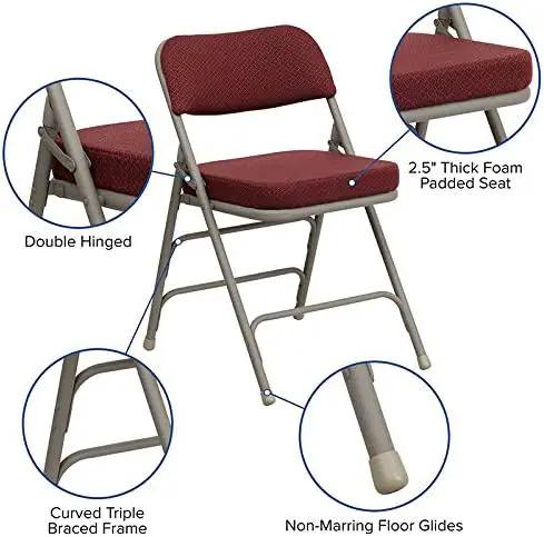 Flash Furniture HERCULES Series Premium Curved Triple Braced & Double Hinged Burgundy Fabric Metal Folding Chair by GreenHaven Gardens