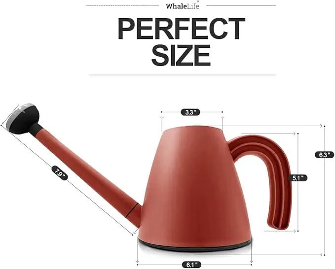 WhaleLife Indoor Watering Can for House Bonsai Plants (2.0L, Terra-Cotta Red) by GreenHaven Gardens