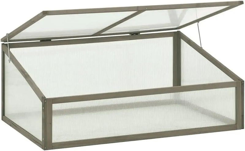 Solid Firwood Garden Portable Wooden Greenhouse, Raised Flower Planter with Open Bottom, Mini Greenhouse Cabinet for Outdoor Indoor Use 39.4"x25.6"x15.7"/Gray by GreenHaven Gardens