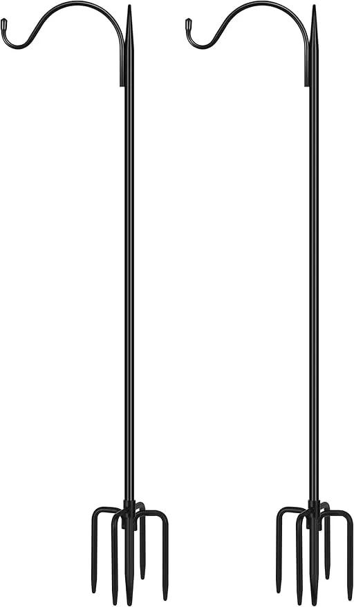 Gtongoko Adjustable 47 inch Shepherds Hooks for Outdoor Bird Feeder with 5 Prongs, Bird Feeder Pole Garden Hooks for Hanging Lanterns, Plants Baskets, Hummingbird Feeders, 2 Pack by GreenHaven Gardens