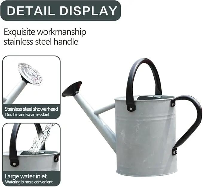 Metal Watering Can, One Gallon Watering Cans Stainless Steel for Outdoor Indoor Garden Plants Watering (Silver 1 Gallon) by GreenHaven Gardens