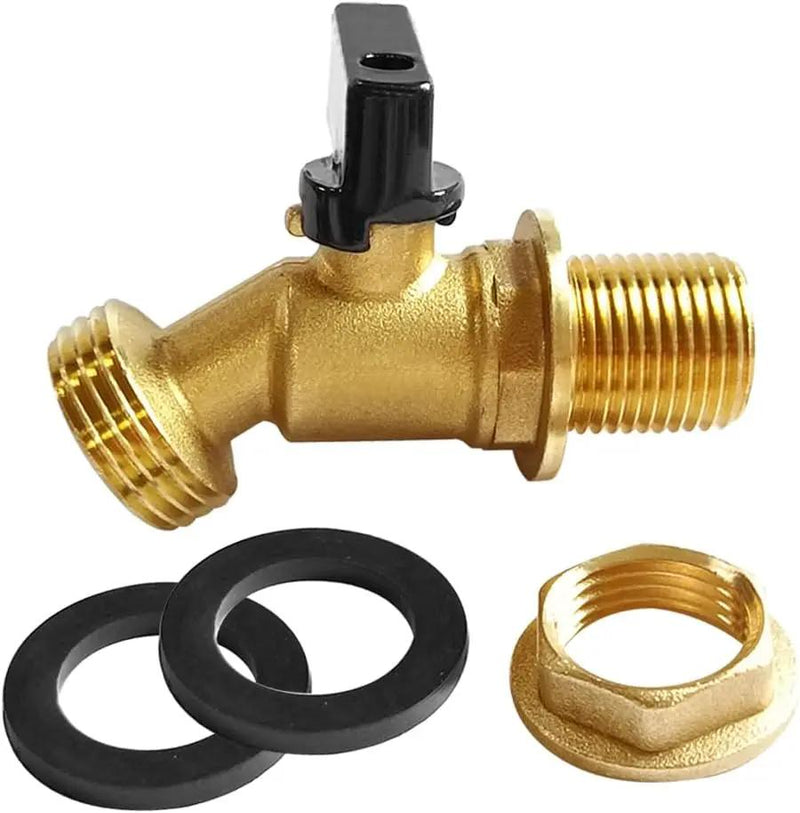 Brass Water Container Rain Barrel Faucets Spigot 3/4" G Male Thread Large Inlet to 3/4" GHT Male Thread Outlet with Quarter Turn Ball Valve Include Bulkhead Fitting and Washers 2PCS by GreenHaven Gardens