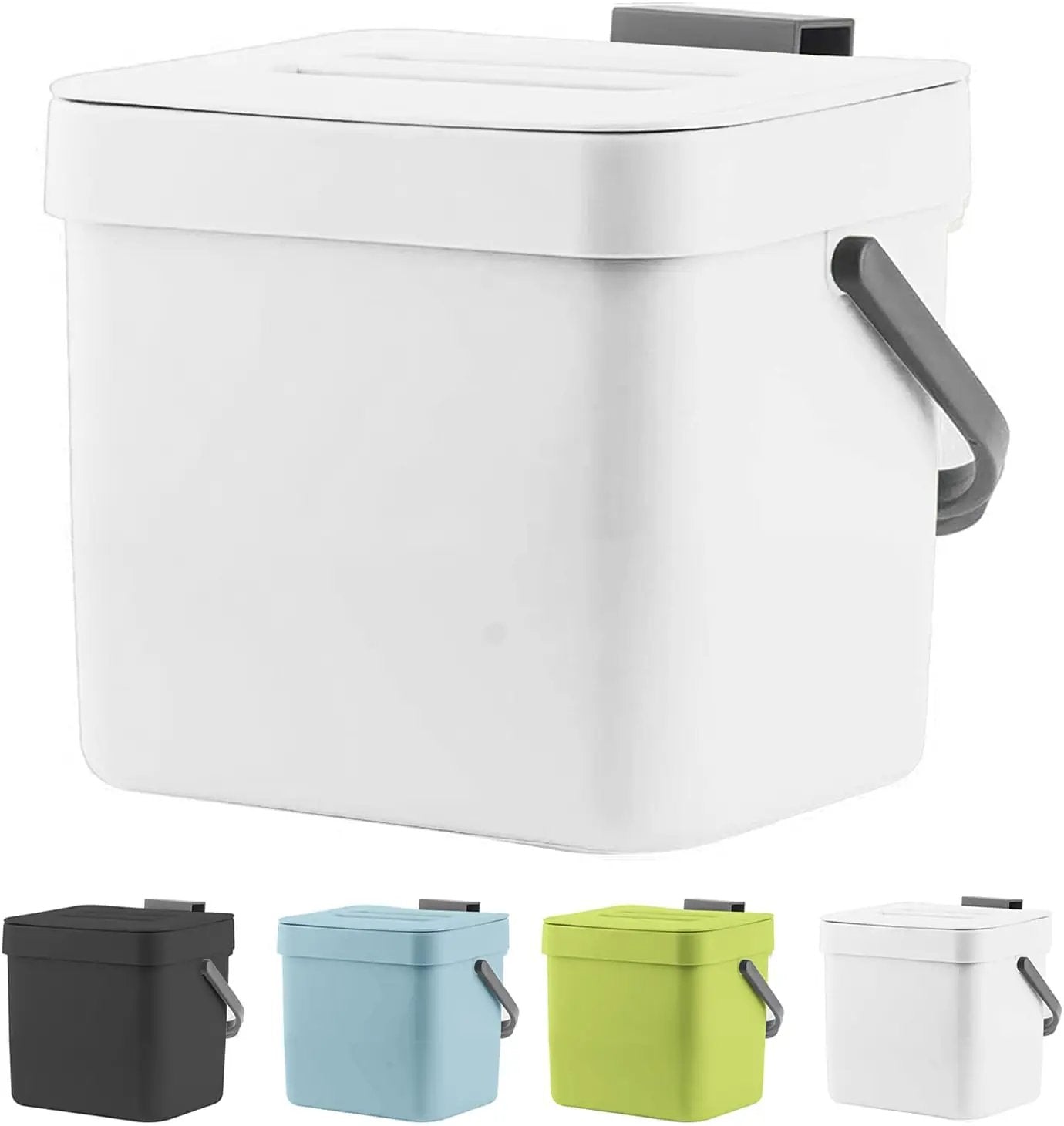 LALASTAR Trash Can with Lid, Wall-Mounted Under Sink Small Garbage Can for Kitchen, Bathroom, Hanging Plastic Trash Can, 1.8 Gallon, White by GreenHaven Gardens