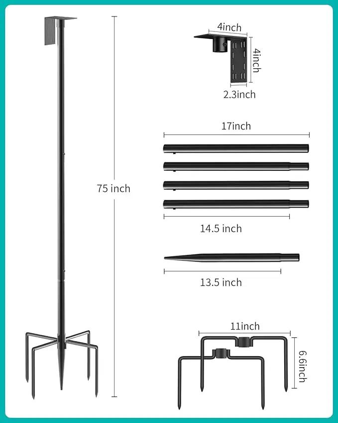Bird Feeder Pole – 75 Inch Height Bird House Pole with 1-Inch Dia Heavy Duty for Birdfeeders, Feeding Stand with Mount Kit for Outdoor, Slip-Fit Connection by GreenHaven Gardens
